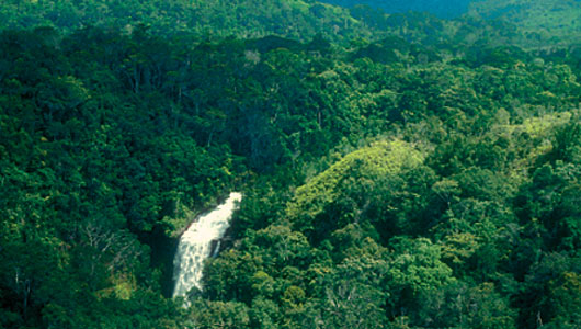 Waterfall along Xingu river in Brazil