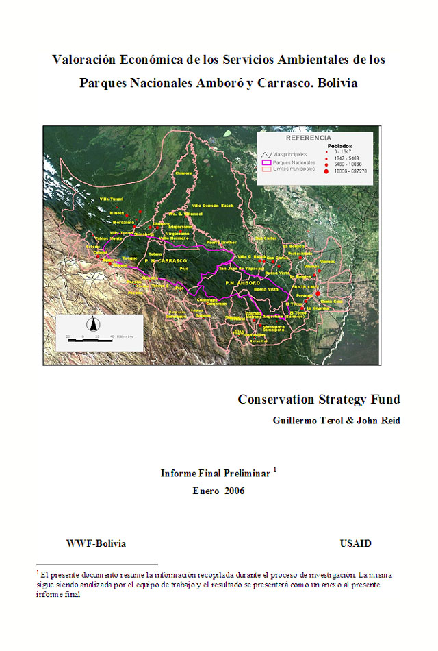 Front cover of report image of Amboró and Carrasco parks in Bolivia