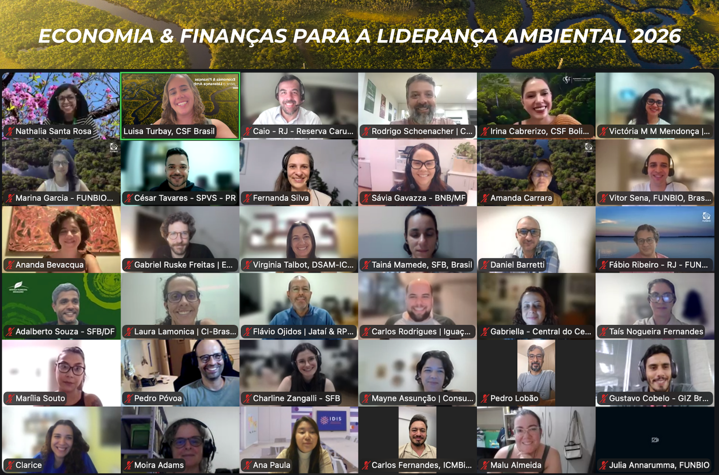 Participants during the first live session of Economia & Finanças para a Liderança Ambiental.