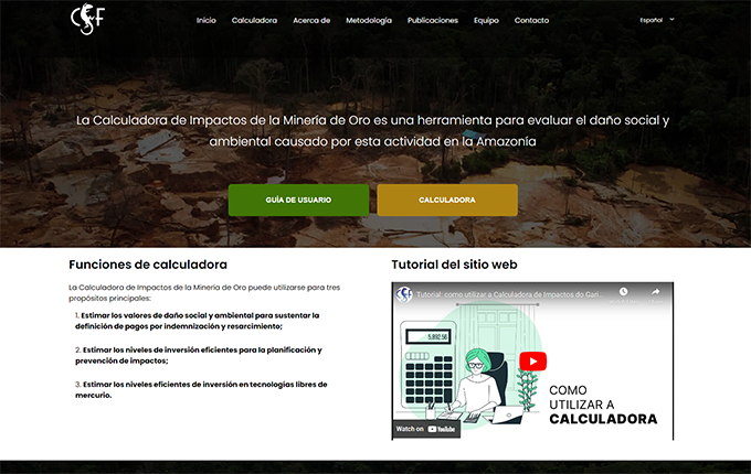 Calculadora de Impactos de la Minería Ilegal de Oro en Brasil, Perú y Colombia.